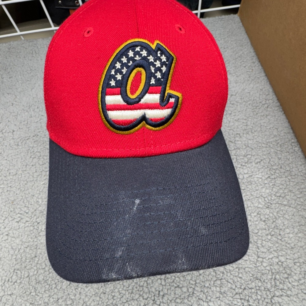 Atlanta Braves Hat Cap Flex Fit L/XL Red Navy MLB Baseball New Era 39THIRTY